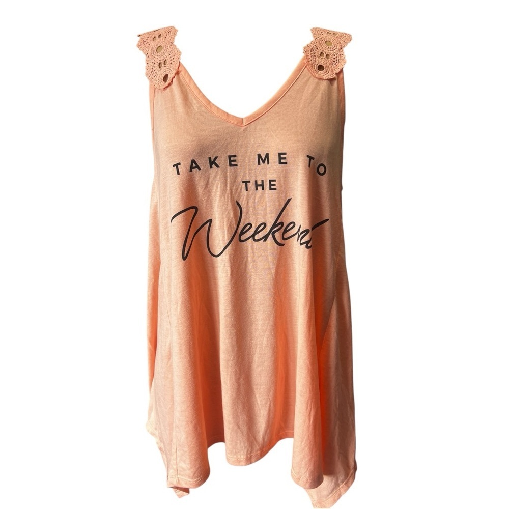 Hybrid Weekend Vibes Orange Tank Top L NWOT
